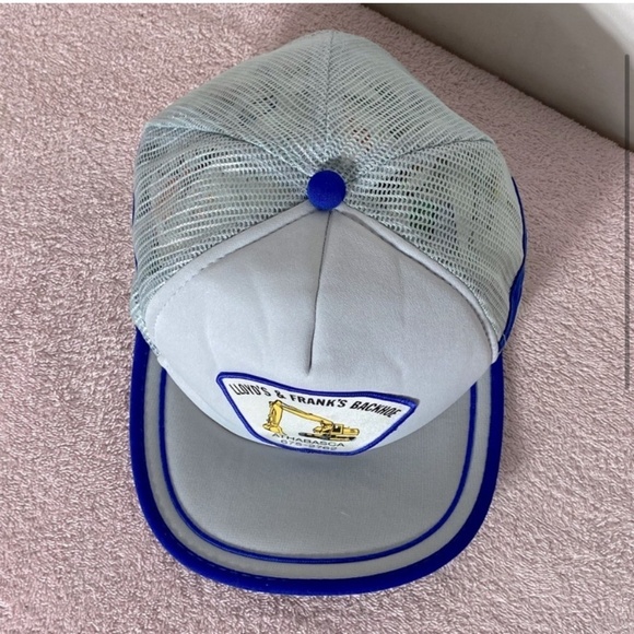 Vintage Grey Blue Lloyd’s &. Frank’s Backhoe Athabasca Mesh Back Trucker Hat - Picture 3 of 11